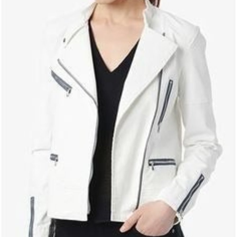 7 For All Mankind Coated Canvas Moto Jacket